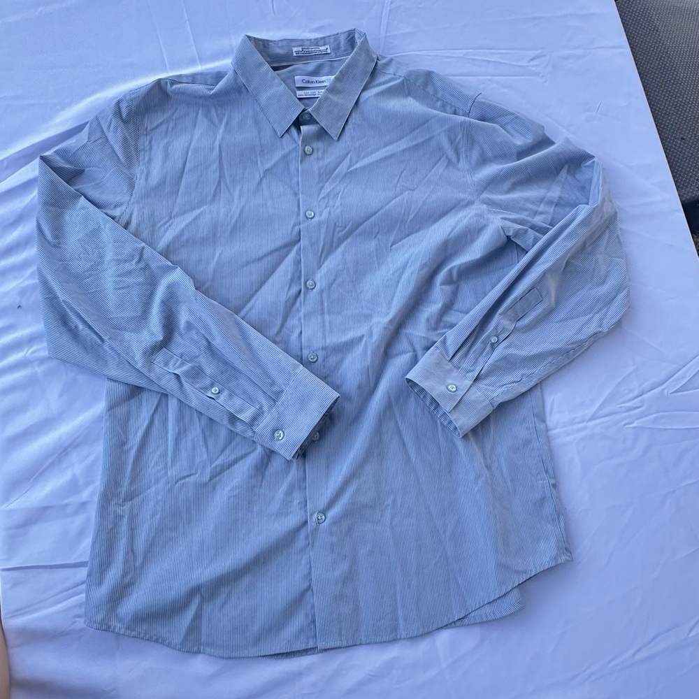Calvin Klein Blue Dress Shirt Classic Button-Down